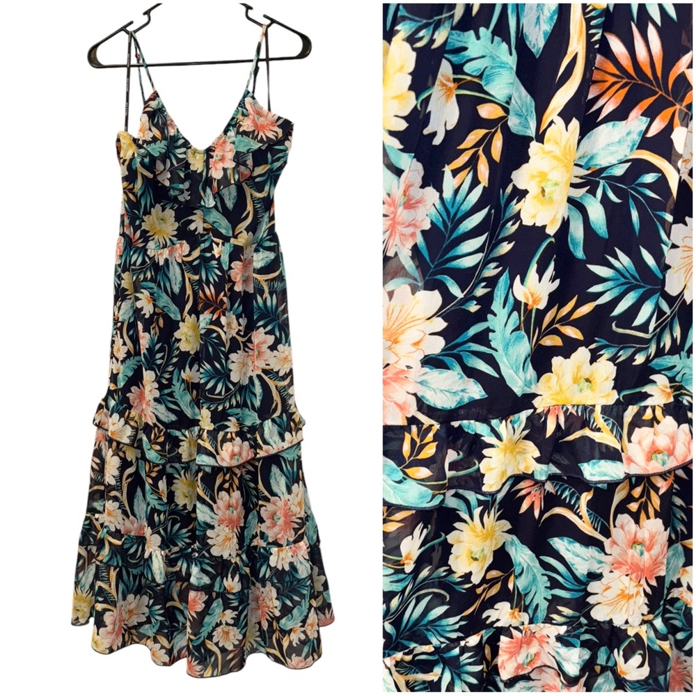 NWOT Stella & Julie Navy Floral Spaghetti Strap‎ Dress-Size 8
